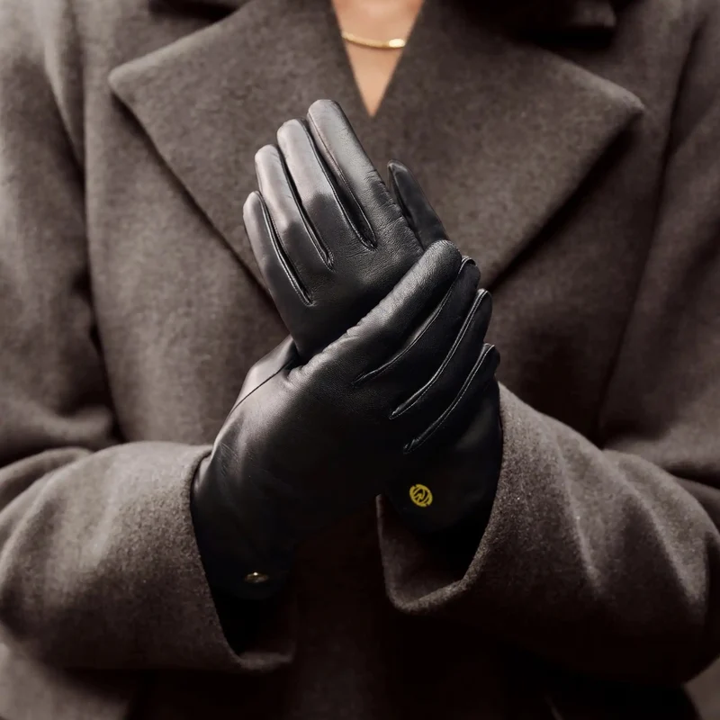 Isabel Bernard Honoré Eleanor Zwarte goatskin Leren gloves IB67000-301-