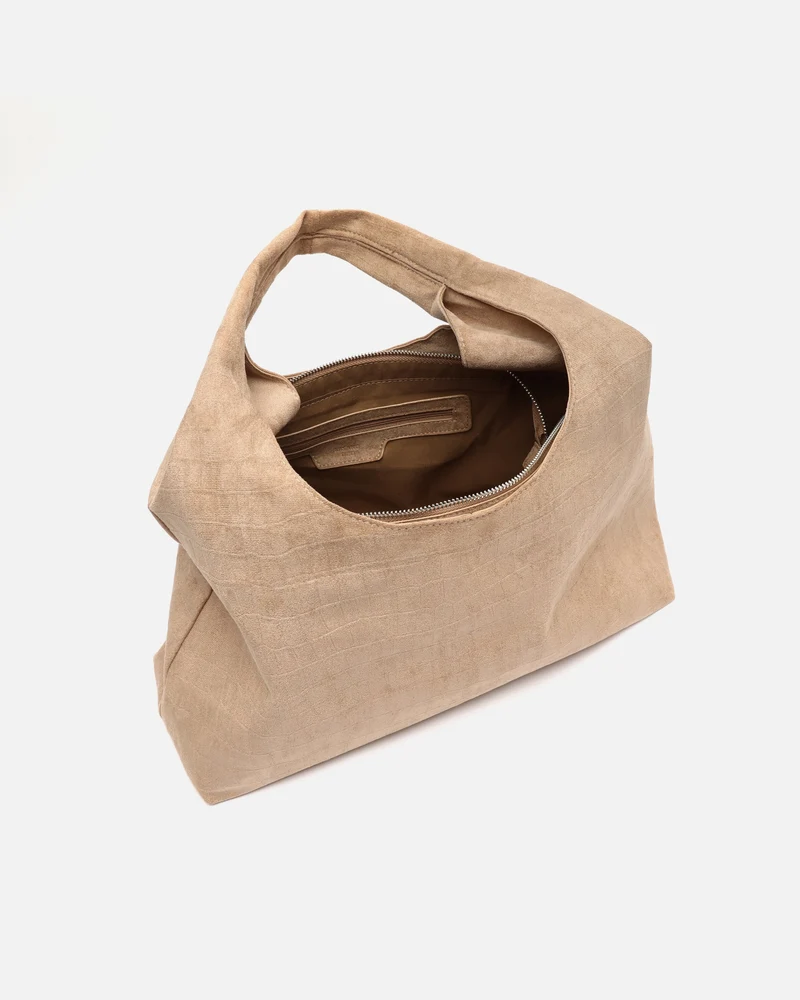 Croqui bolso hobo grande efecto ante con grabado animal print