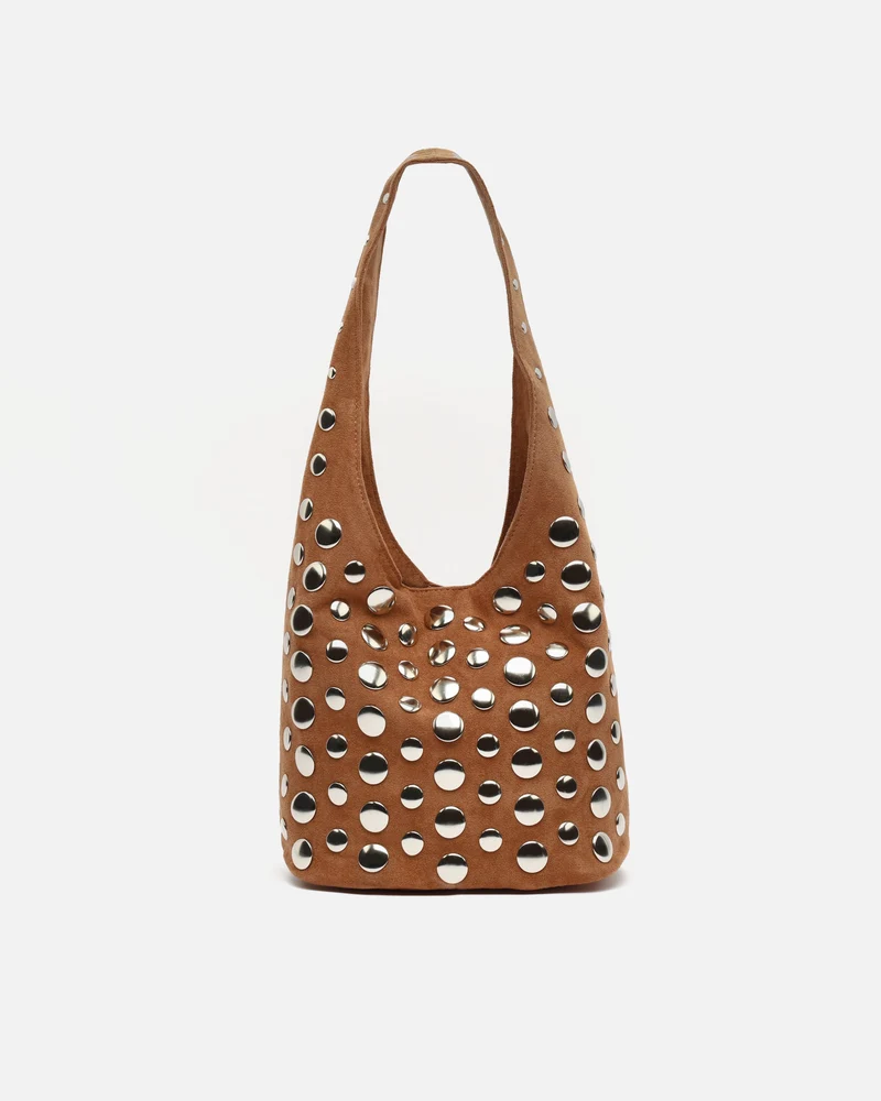 Tudi bolso de hombro pequeño efecto ante con tachas ED.