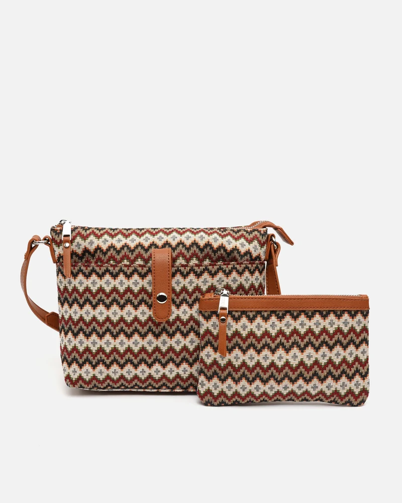Penji bolso bandolera pequeño con estampado jacquard y neceser pequeño ED.