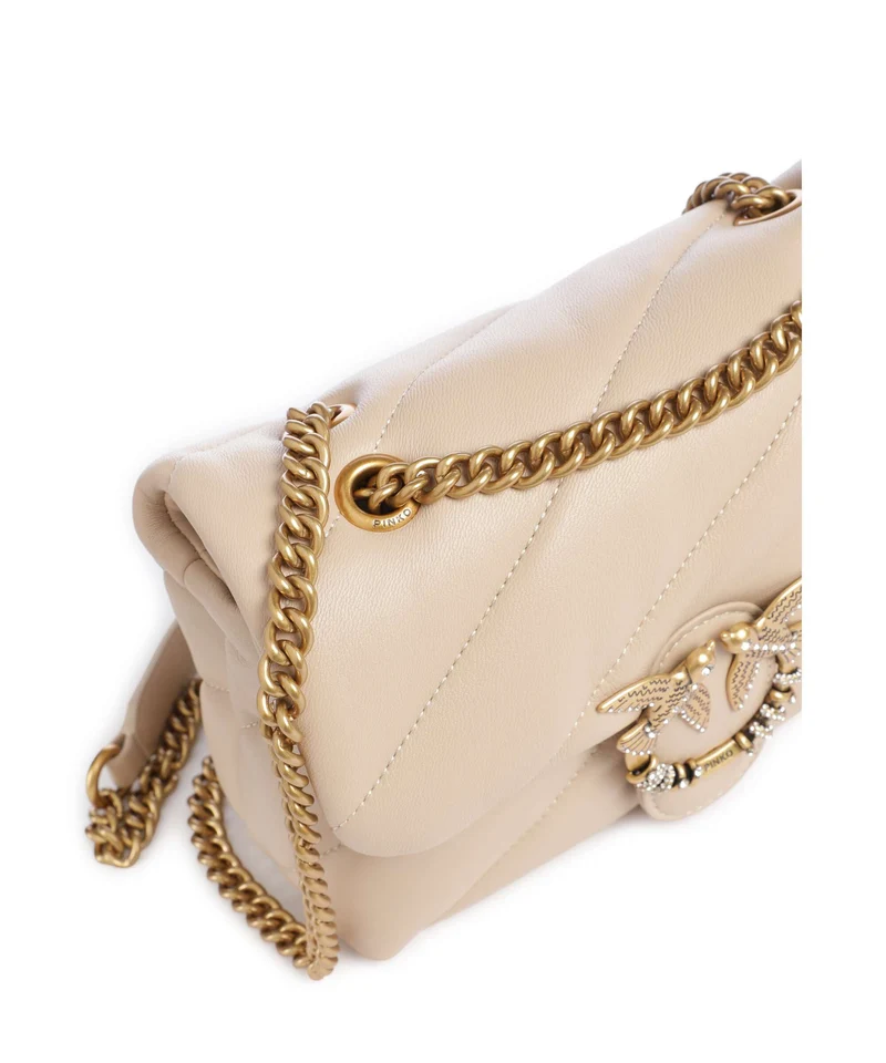 Pinko Love Puff Mini New Buckle Bolso de hombro beige/grigio fumo/antique gold