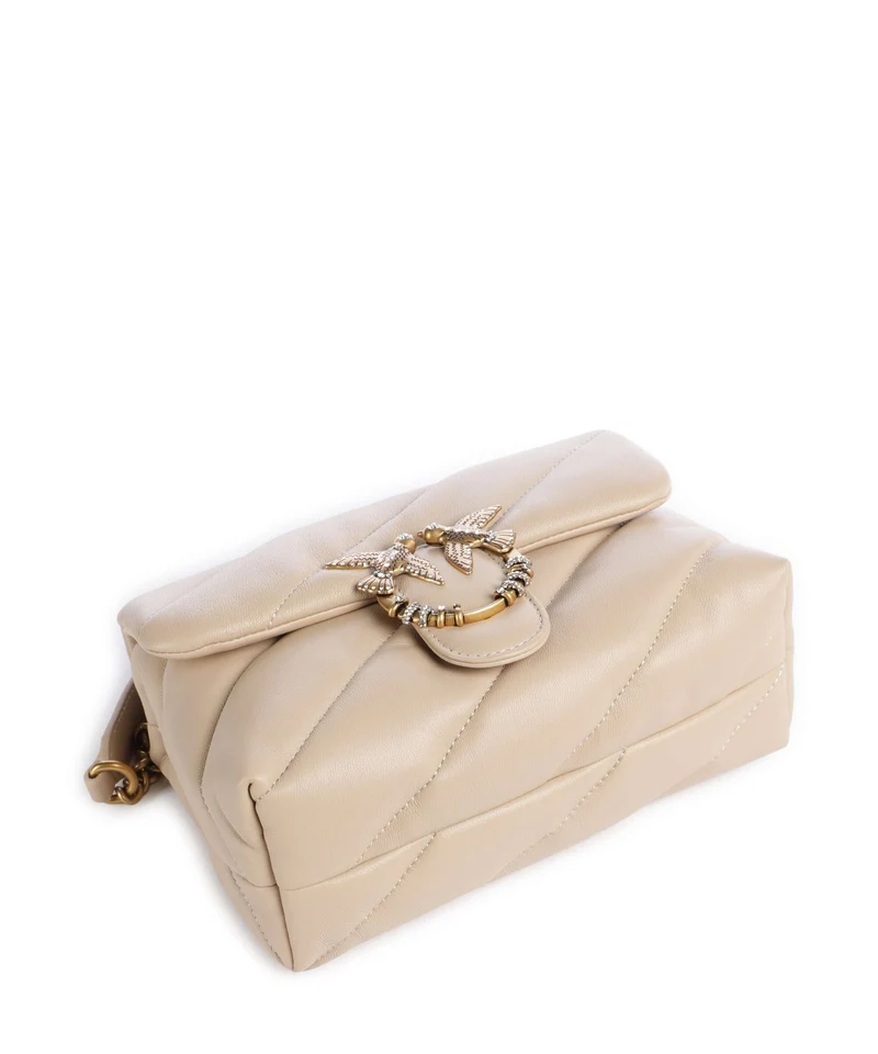 Pinko Love Puff Mini New Buckle Bolso de hombro beige/grigio fumo/antique gold