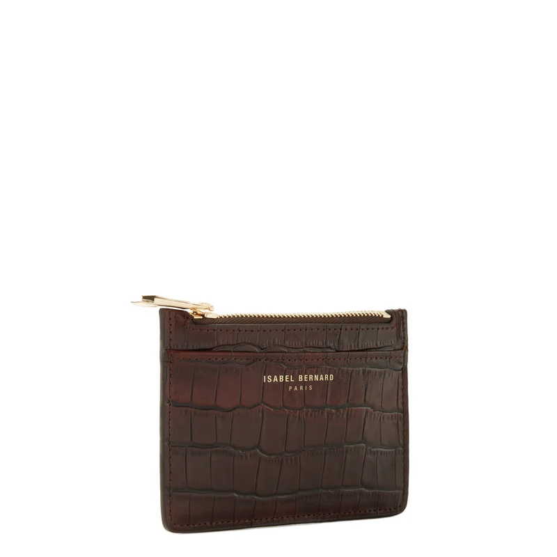 Isabel Bernard Honoré Aveline Croco Bruine Leren pasjeshouder van Kalfsleer IB27019