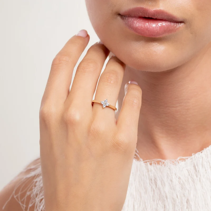 Isabel Bernard Le Marais Audrey 14 Karaat Gouden Ring Met Zirkonia Steen IB330114-48