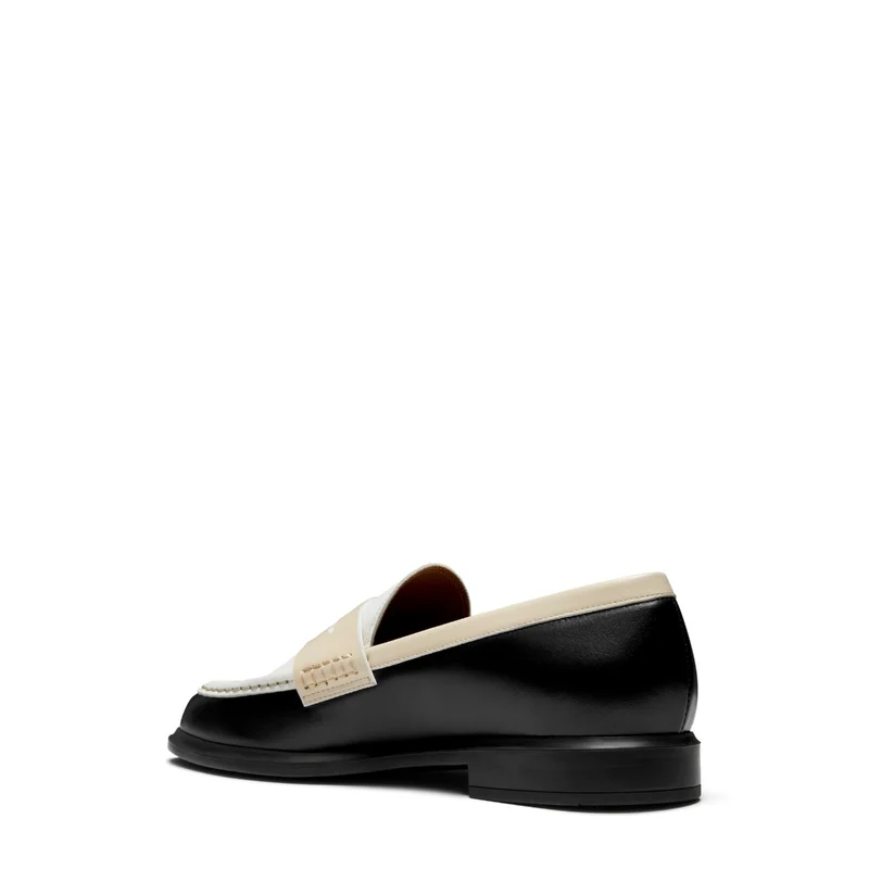 Isabel Bernard Vendôme Blandine Zwarte-Witte Kalfsleren Loafers met Witte details IB51015-10170-36