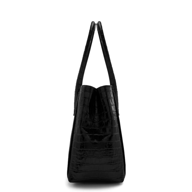 Isabel Bernard Honoré Cloe Midi Croco Zwarte Kalfsleren Handtas IB25082-201