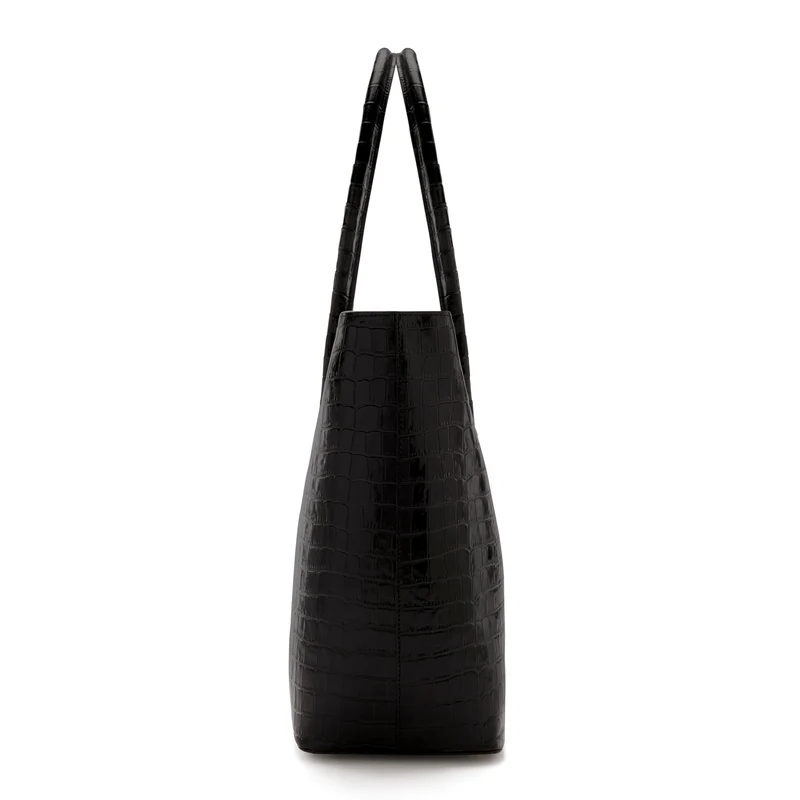 Isabel Bernard Honoré Lysanne Croco Zwarte Kalfsleren Shopper IB25024