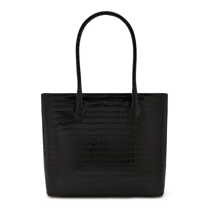 Isabel Bernard Honoré Lysanne Croco Zwarte Kalfsleren Shopper IB25024