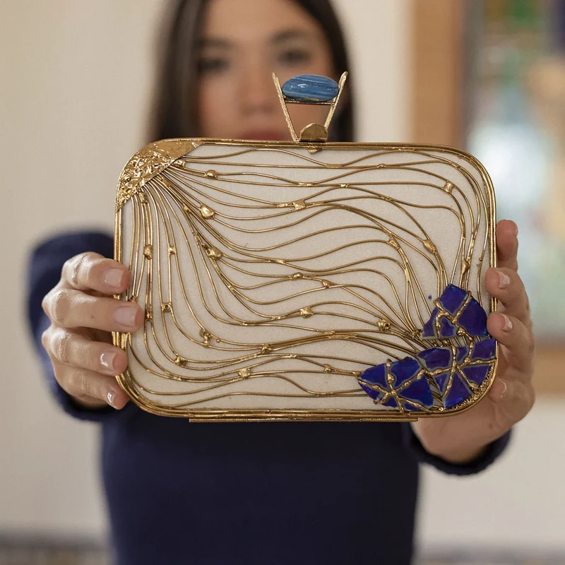 Clutch Deluxe Laquedivas Piedras Azules