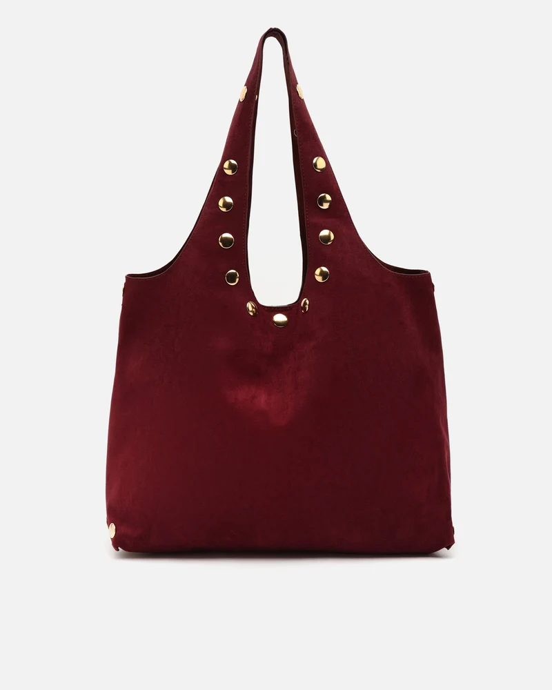 Nemi bolso hobo grande efecto ante con detalles metálicos grandes