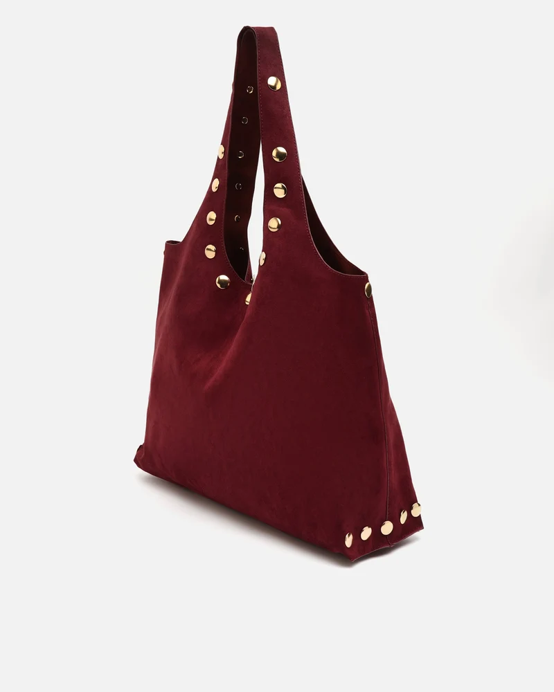 Nemi bolso hobo grande efecto ante con detalles metálicos grandes
