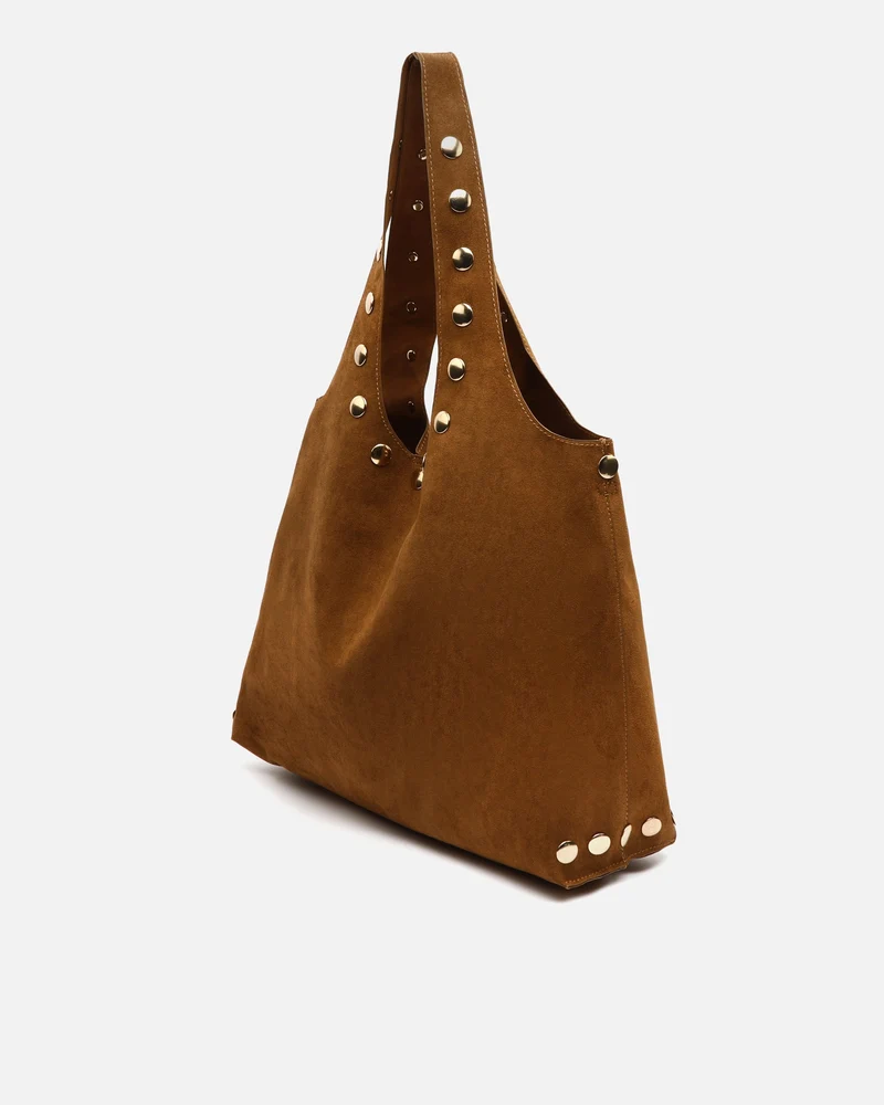 Nemi bolso hobo grande efecto ante con detalles metálicos grandes