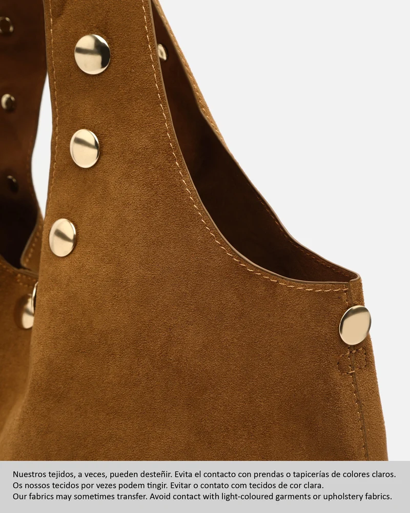 Nemi bolso hobo grande efecto ante con detalles metálicos grandes