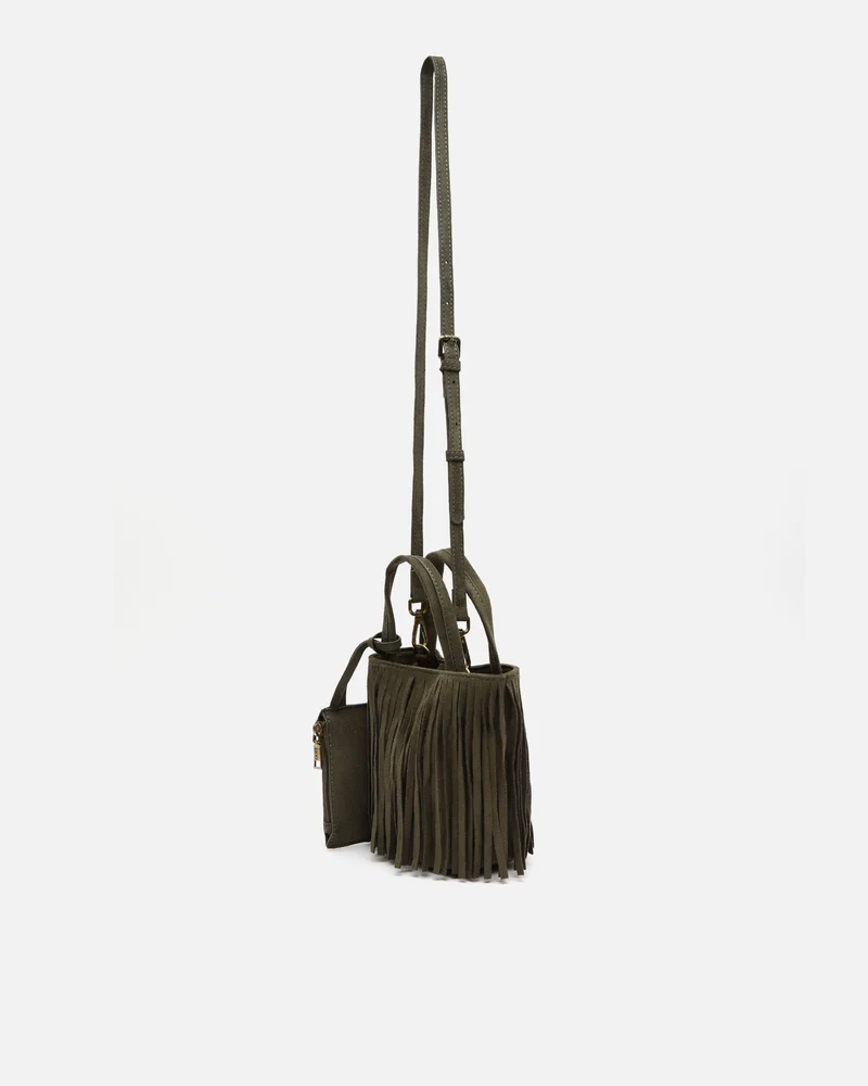 Morodi bolso tote de fiesta pequeño con flecos efecto ante y detalle colgante