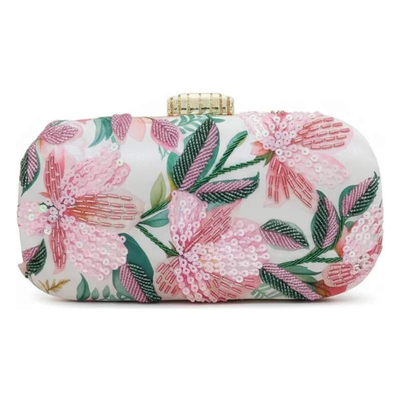 Bolso Ovalado Lennox Roselia Blanco, Rosa y Verde