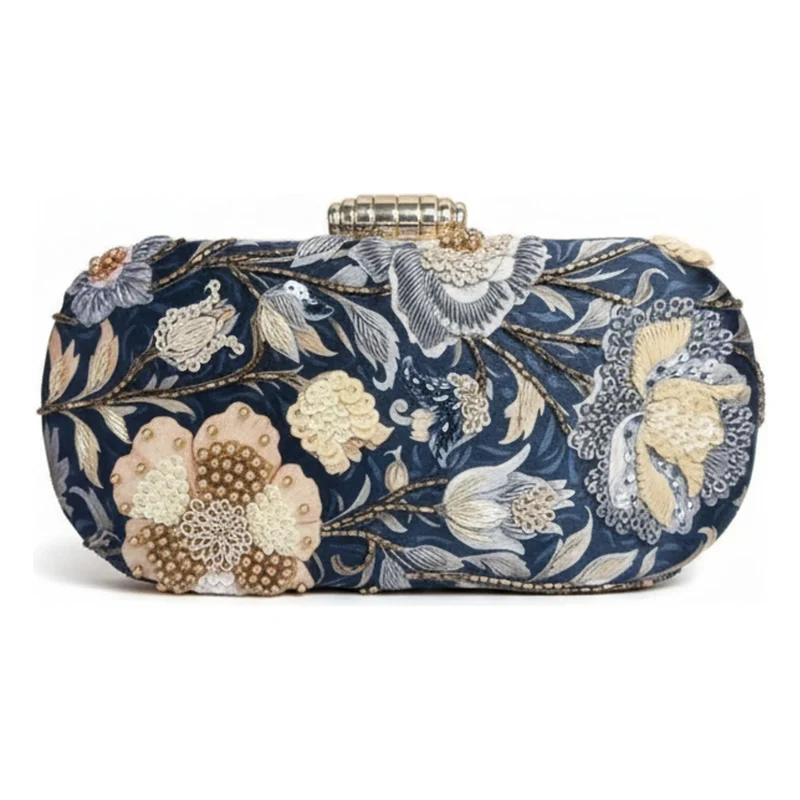 Bolso Ovalado Lennox Elegance Azul oscuro y Beige