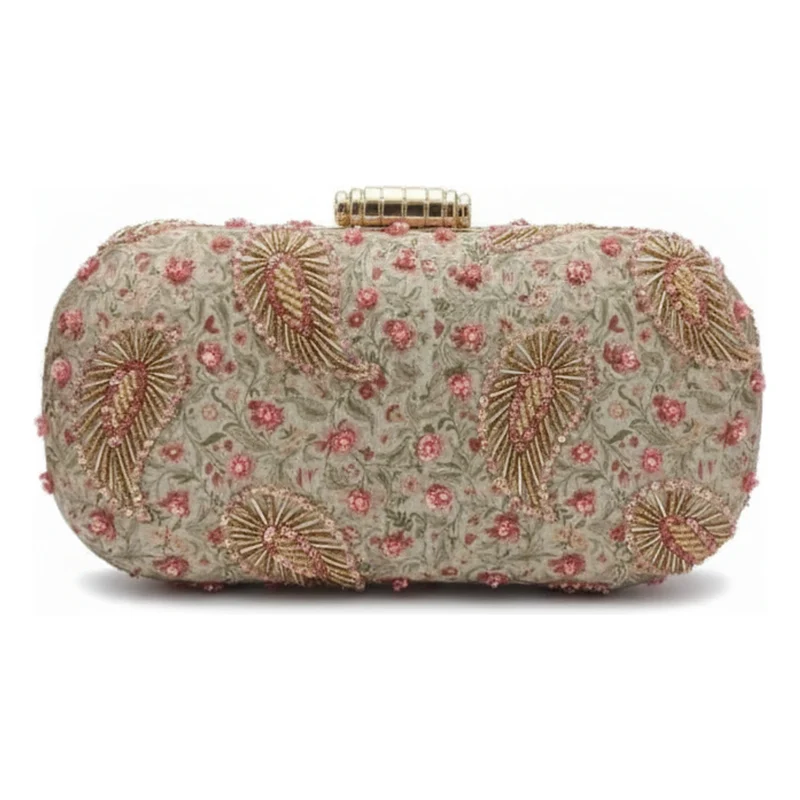 Bolso Ovalado Lennox Clarity Crema, Verde y Fucsia