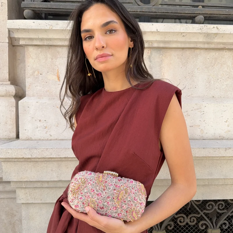 Bolso Ovalado Lennox Clarity Crema, Verde y Fucsia