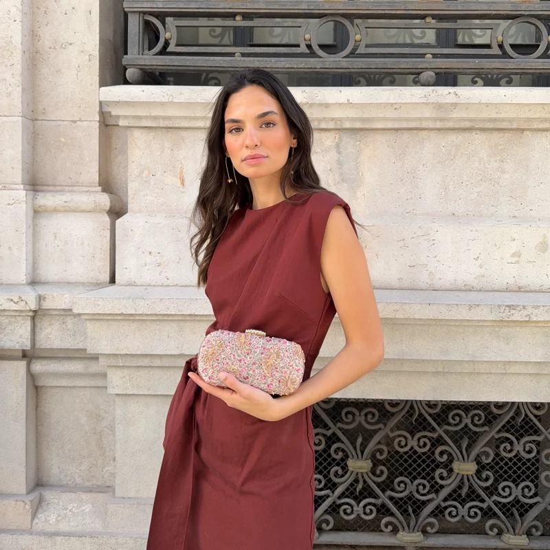 Bolso Ovalado Lennox Clarity Crema, Verde y Fucsia