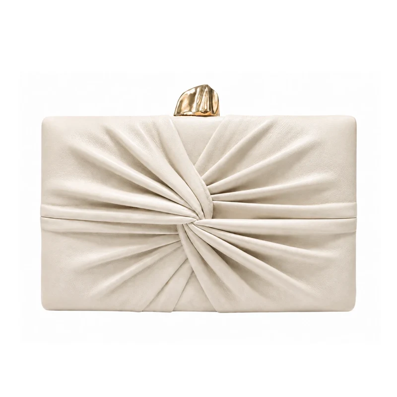 Cartera Invitada Nudo Polipiel Crema