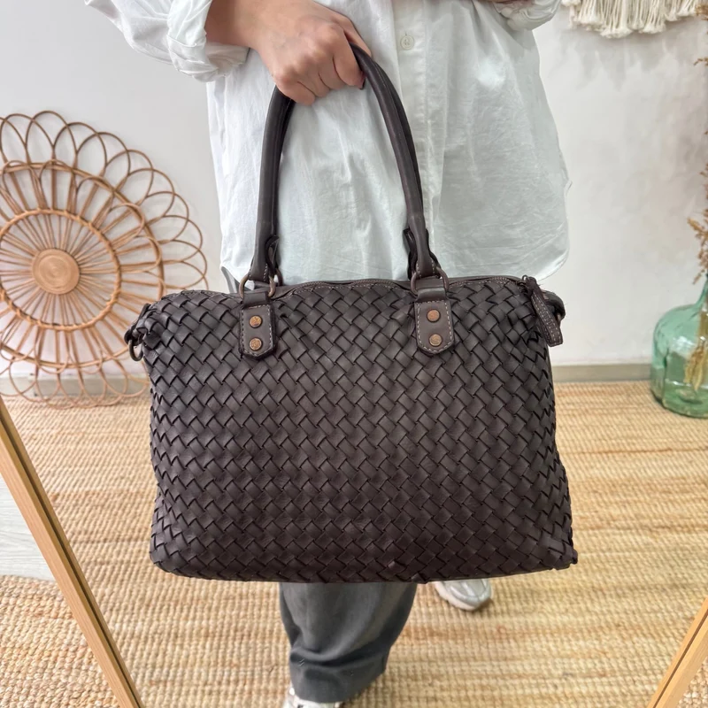 Shopper piel lavada marrón
