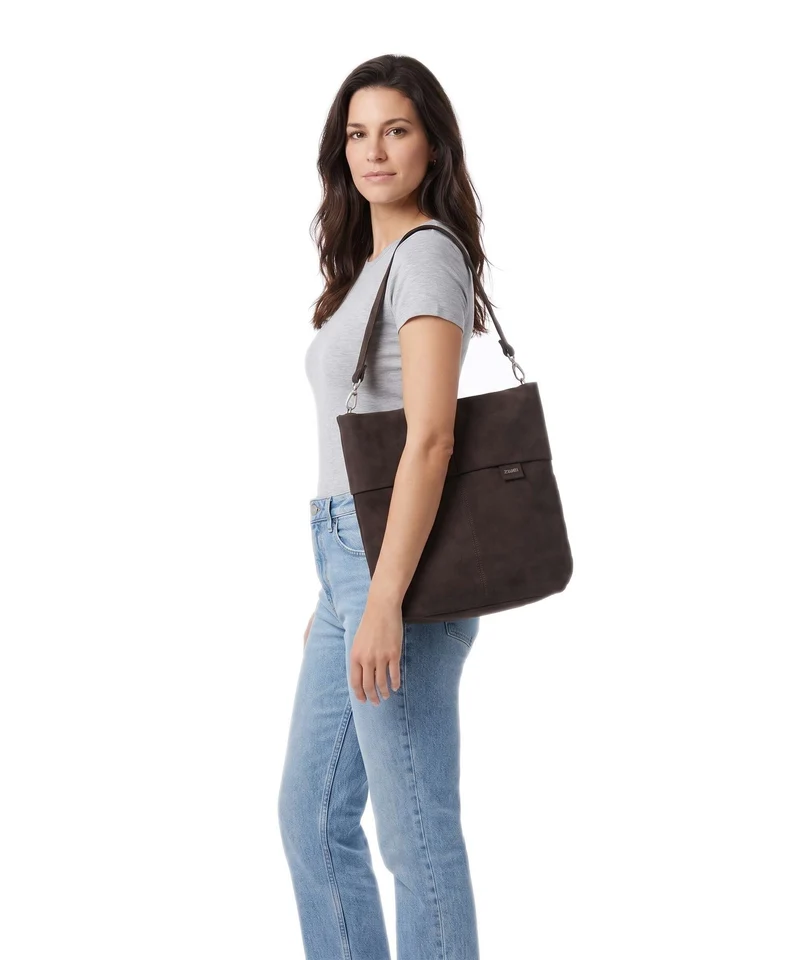Zwei Mademoiselle.M M12 Bolso de hobo nubuk/espresso