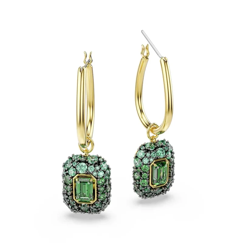 Swarovski Sublima Glam Gouden Oorbellen met Groene Kristal 5752890