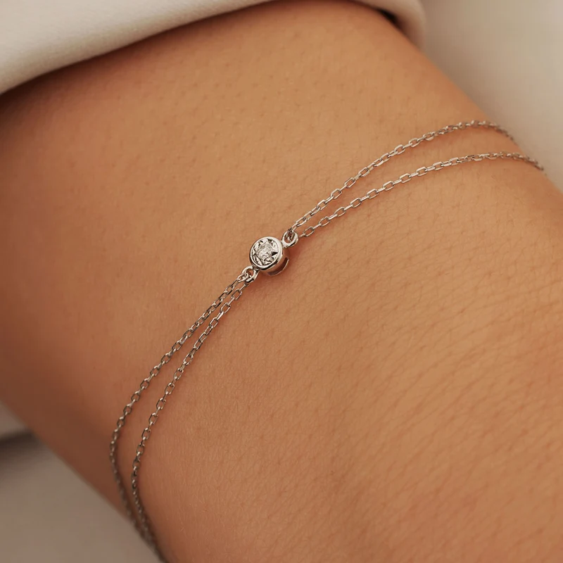 Isabel Bernard De La Paix Inaya 14 Karaat Witgouden Armband | Diamant 0.02 ct | IBD320010