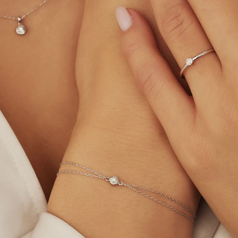 Isabel Bernard De La Paix Inaya 14 Karaat Witgouden Armband | Diamant 0.02 ct | IBD320010