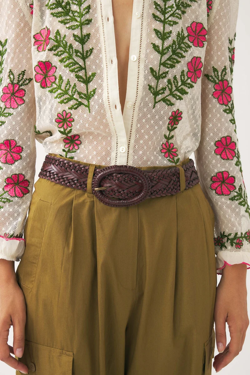Ceinture en cuir ajouré façon dentelle Galy
