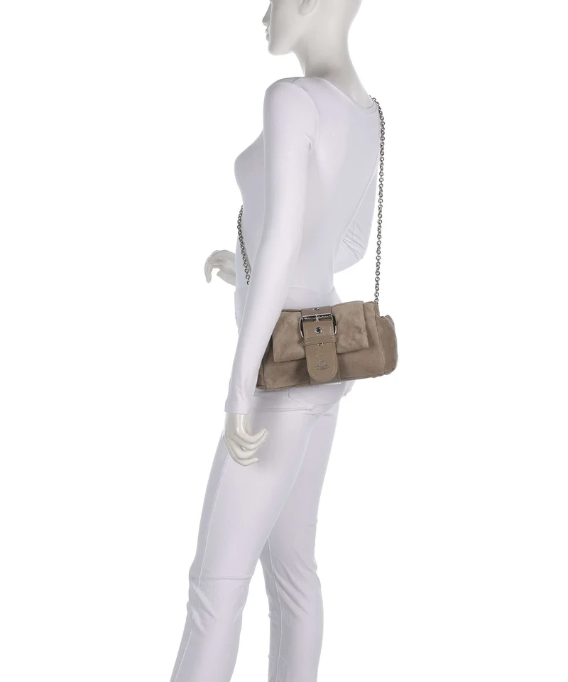 Vivienne Westwood Hazel Suede Treasure Bolso de hombro stone