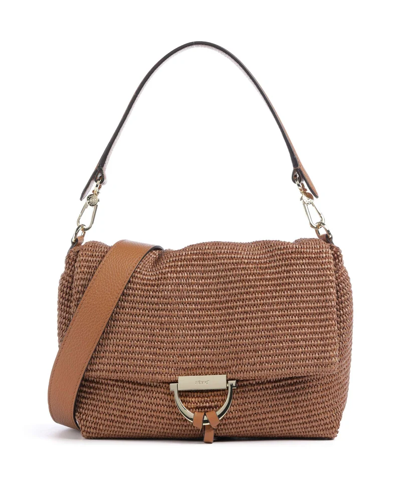 Abro Raffia Classica Temi Medium Bolso de hombro caramel/cognac