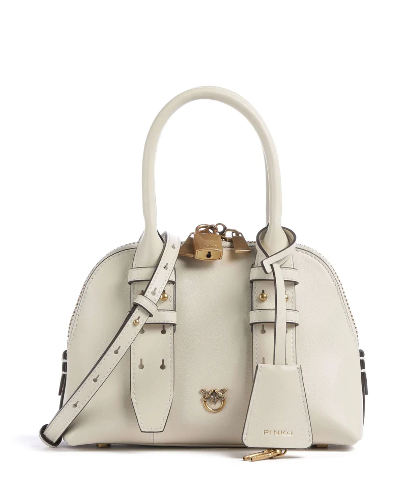 Pinko Bowling Mini Bolso de mano bianco seta/antique gold