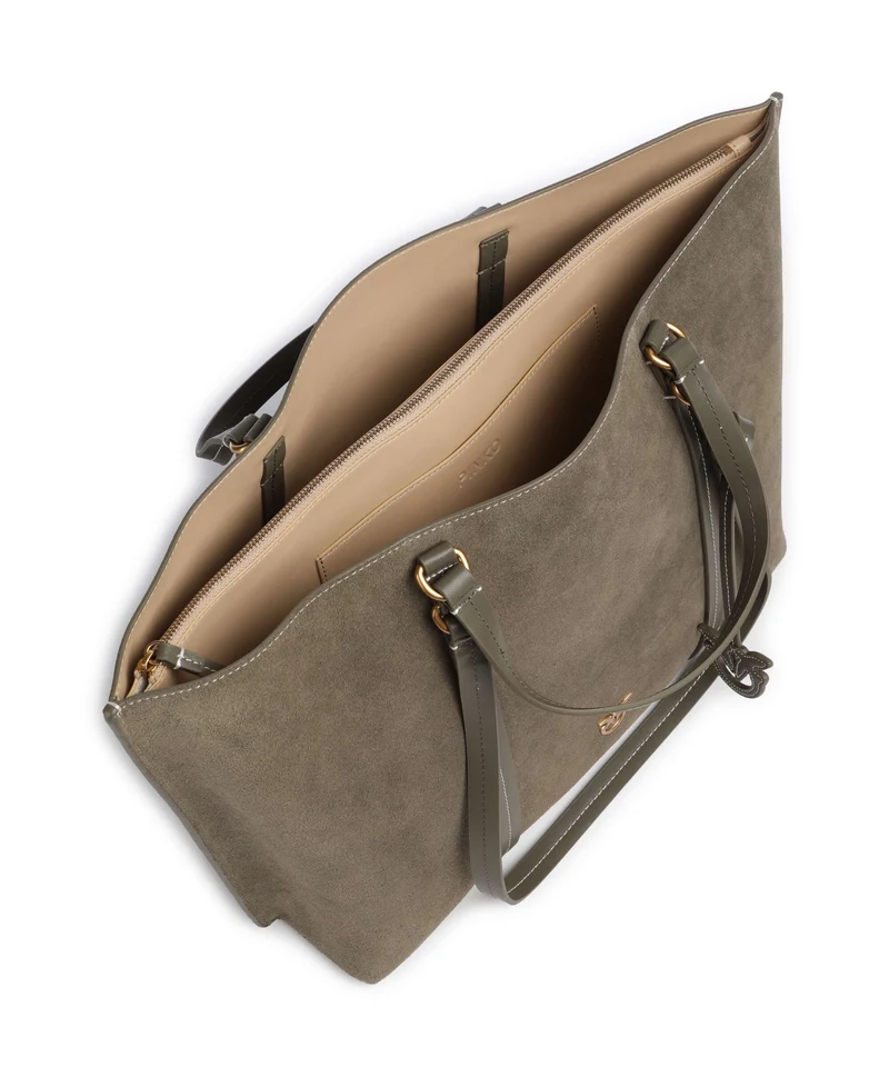 Pinko Carrie Big Bolsa shopping verde/oliva scuro/antique gold