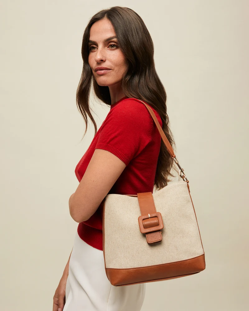 Sora bolso de hombro efecto rafia con asa bandolera extraíble