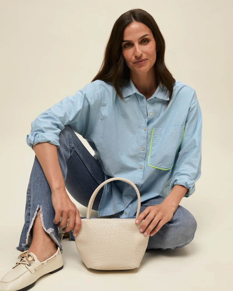 Trena bolso tote pequeño trenzado con asa bandolera extraíble