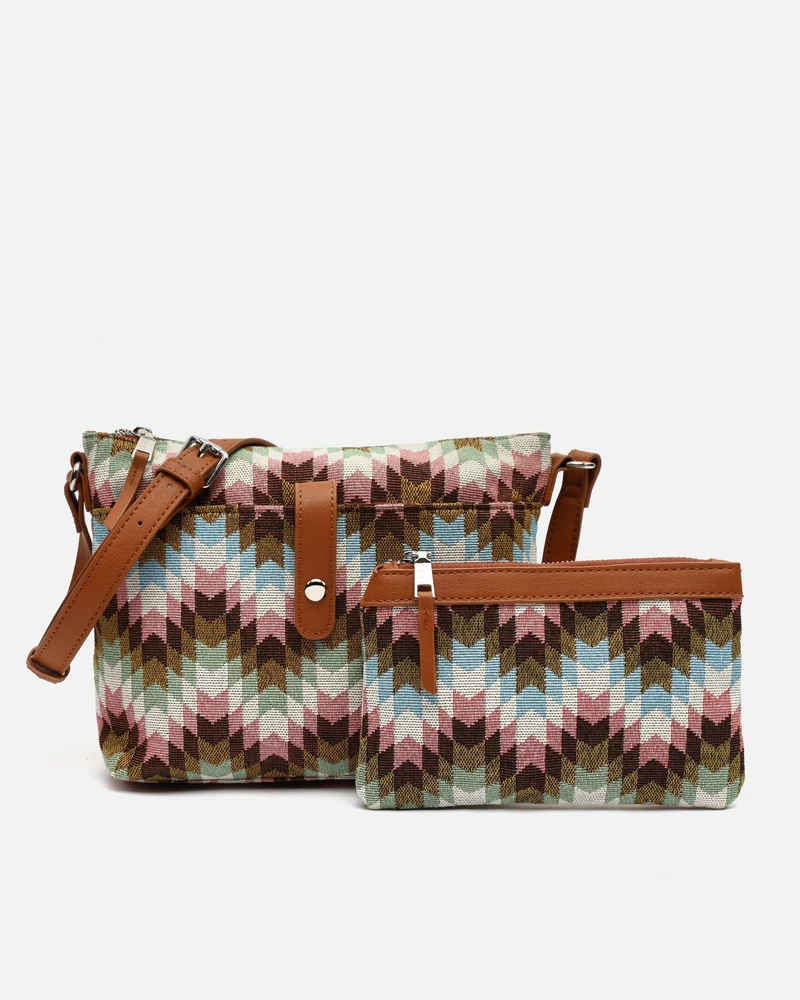 Dilas bolso bandolera pequeño con neceser extraíble y estampado jacquard