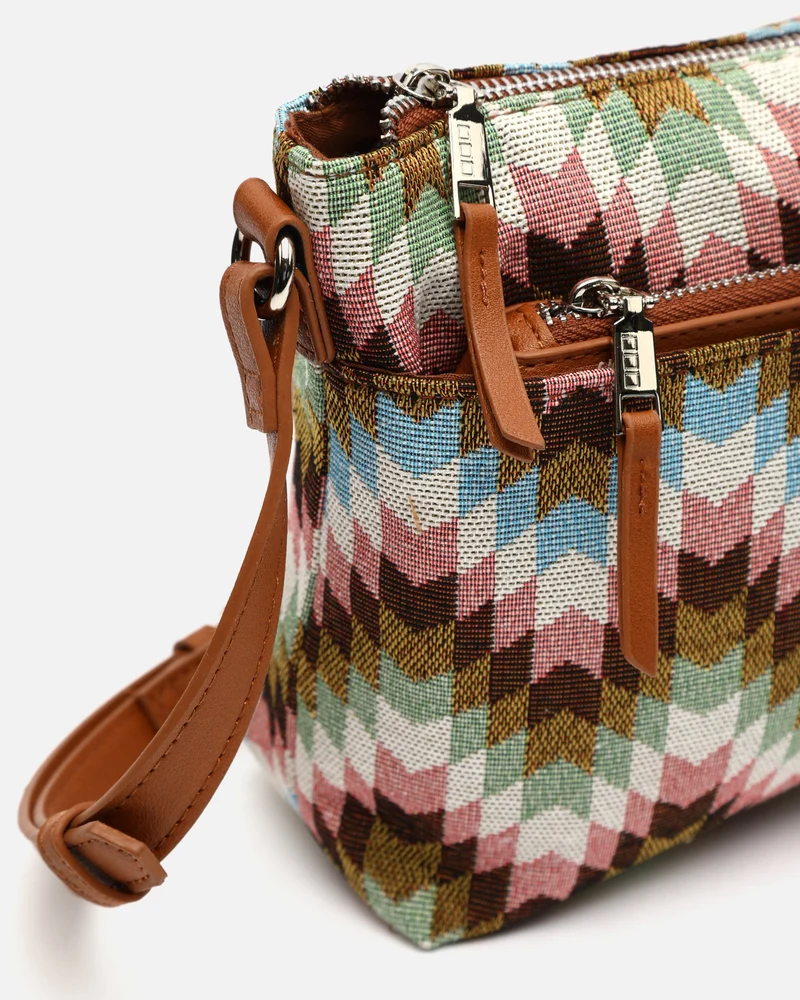 Dilas bolso bandolera pequeño con neceser extraíble y estampado jacquard