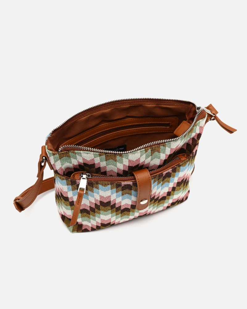 Dilas bolso bandolera pequeño con neceser extraíble y estampado jacquard