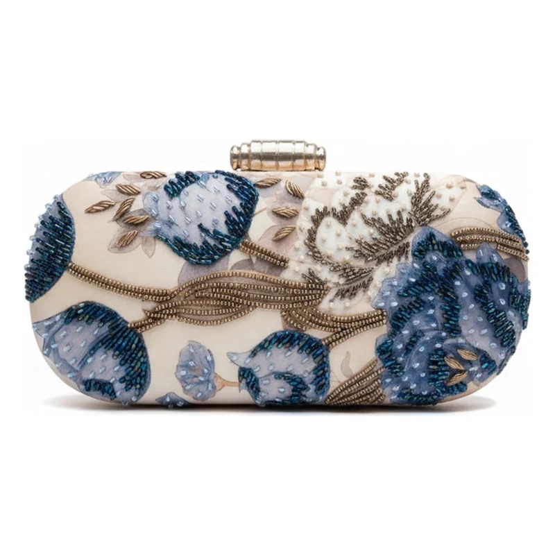 Bolso Ovalado Lennox Azura Beige crema y Azul