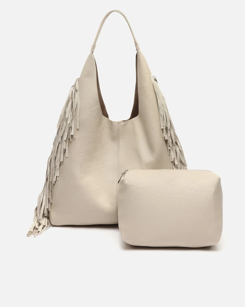 Frinpo-1 bolso hobo con neceser extraíble y detalle fleco