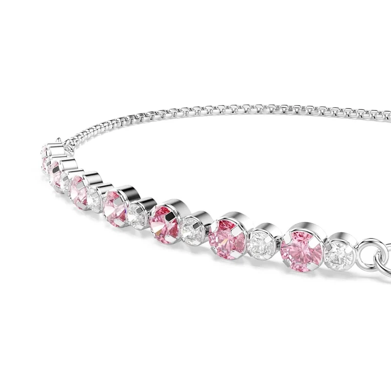Swarovski Matrix Tennis Zilverkleurige Armband met Roze Accenten 5763042