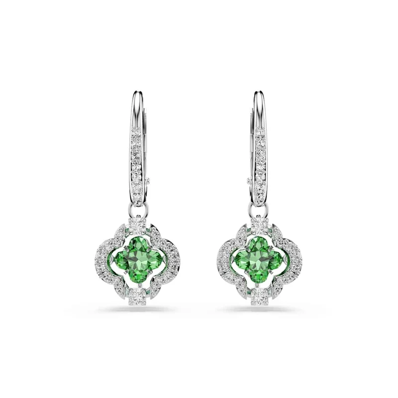Swarovski Una Sparkling Dc Zilveren Oorhangers met Groene Kristal 5758001