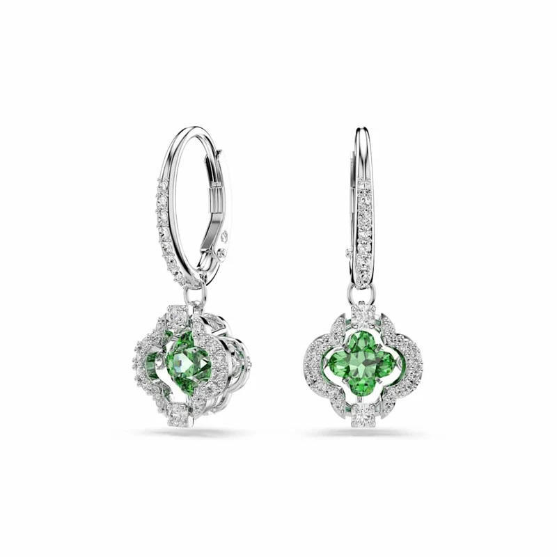 Swarovski Una Sparkling Dc Zilveren Oorhangers met Groene Kristal 5758001