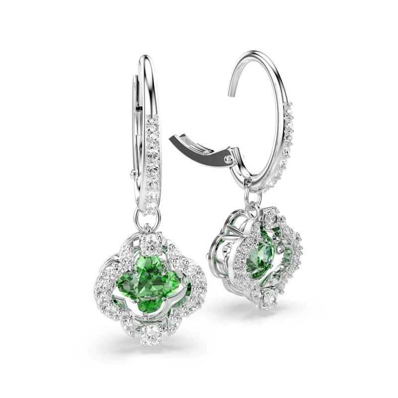 Swarovski Una Sparkling Dc Zilveren Oorhangers met Groene Kristal 5758001