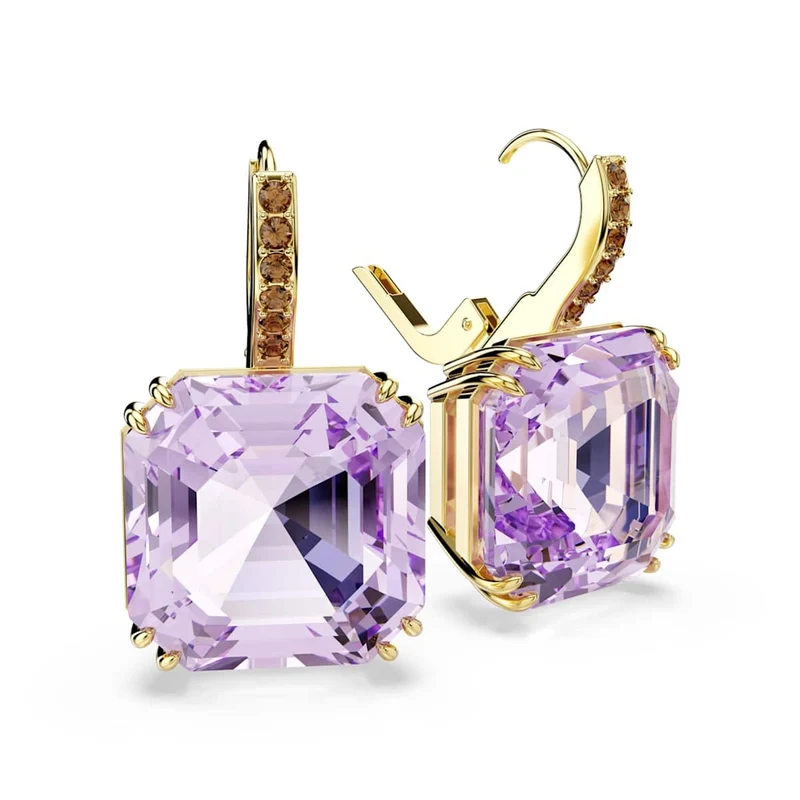 Swarovski Millenia Goudkleurige Oorbellen met Paarse Kristal 5759990
