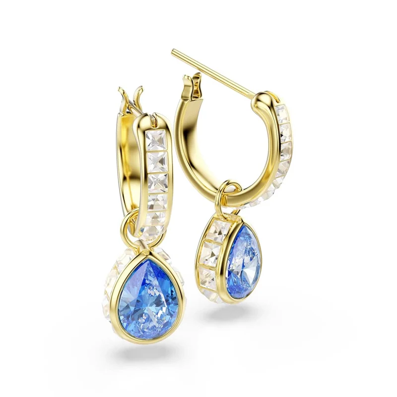 Swarovski Chroma Gouden Oorringen met Blauwe Kristallen 5757815