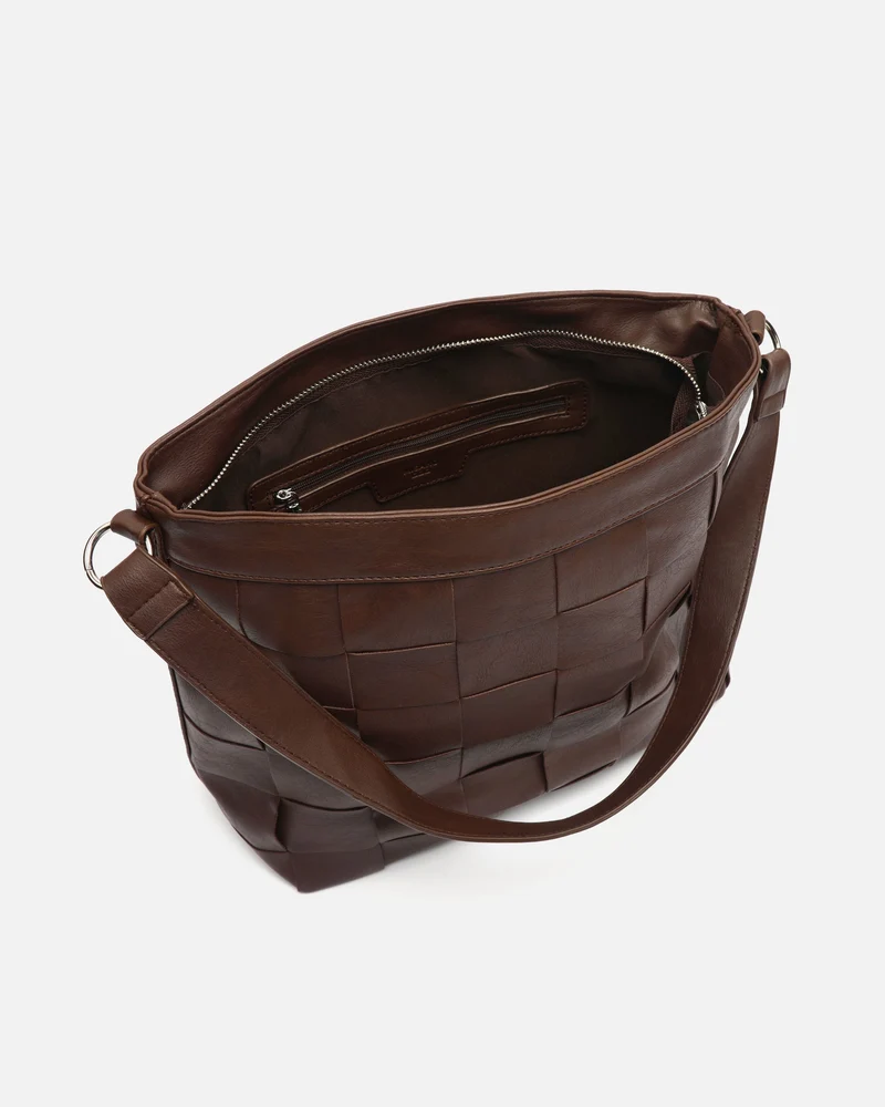 Fuso bolso de hombro trenzado con bandolera extraíble