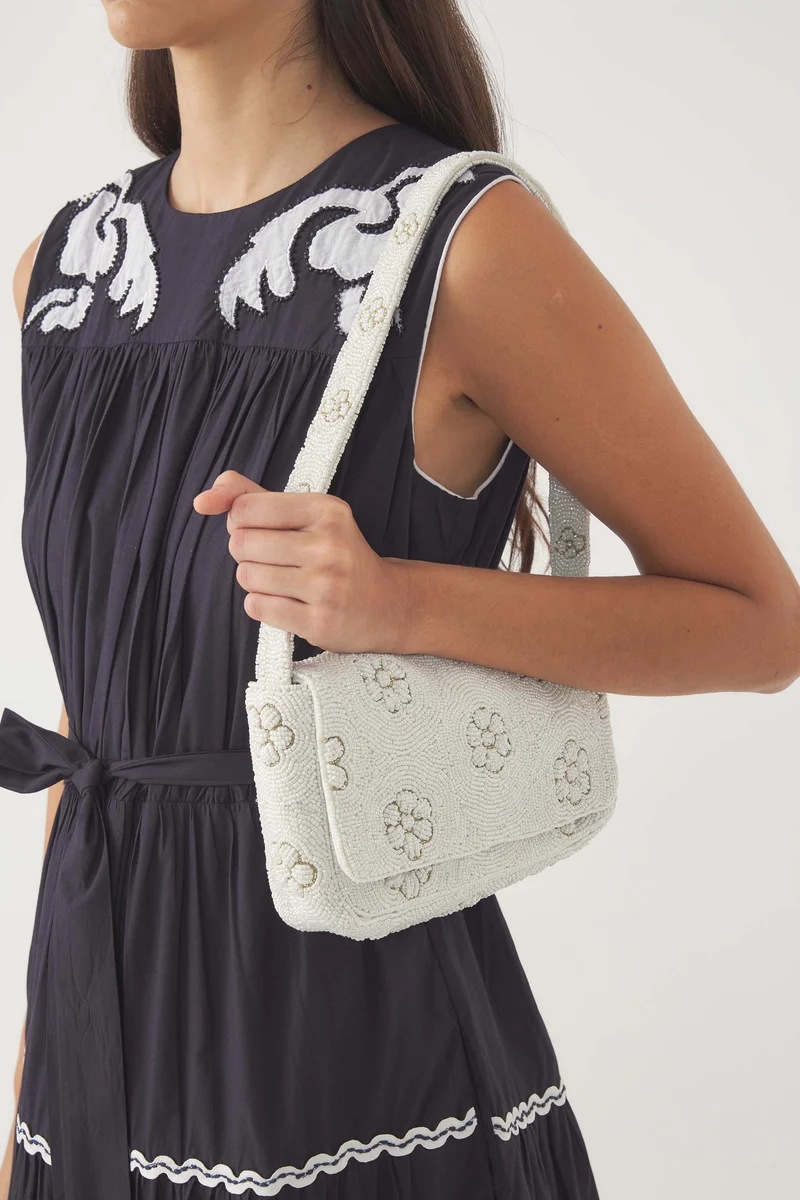 Sac porté épaule brodé Marguerite