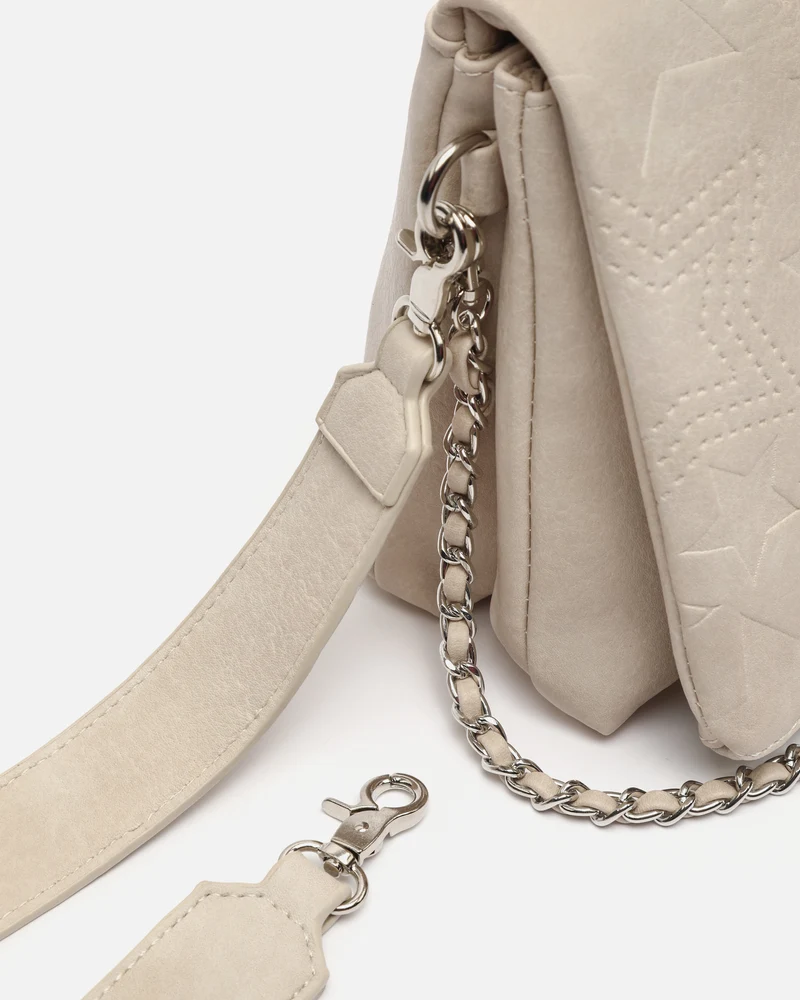 Starti bolso de hombro con solapa y grabado de estrellas con asa bandolera extraíble